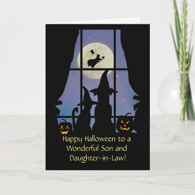 Halloween to Son and Daughter in Law Niedlich Card Karte (Vorderseite)