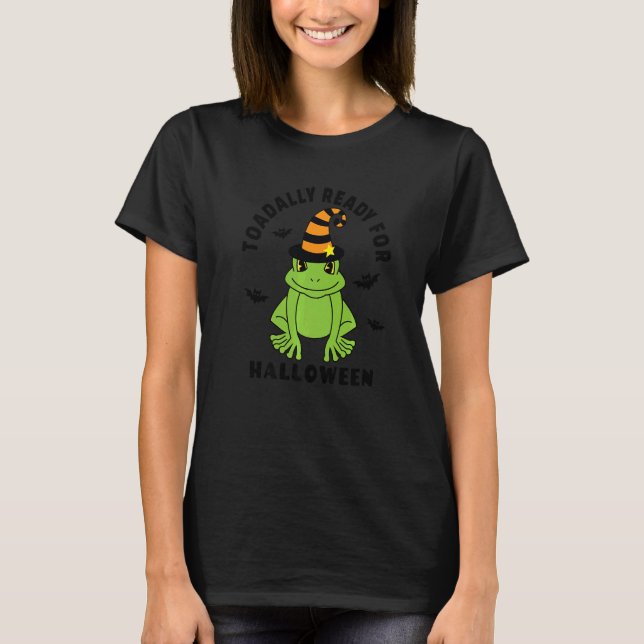 Halloween Toad Frosch Graphic Bats Hexenhut T-Shirt (Vorderseite)