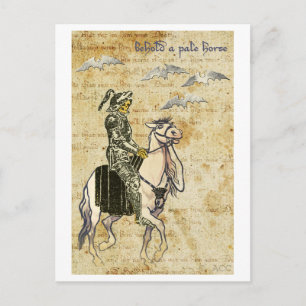 Halloween-Todesskelett auf Pferd Postkarte