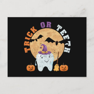 Halloween tooth hat dental assistant trick postkarte