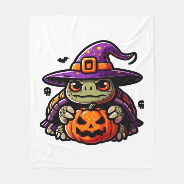 Halloween Tortoise Turtle Witch Hat Costume Spooky Fleecedecke (Vorderseite)