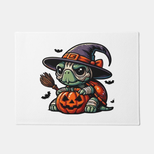 Halloween Tortoise Turtle Witch Hat Costume Spooky Fußmatte (Vorderseite)