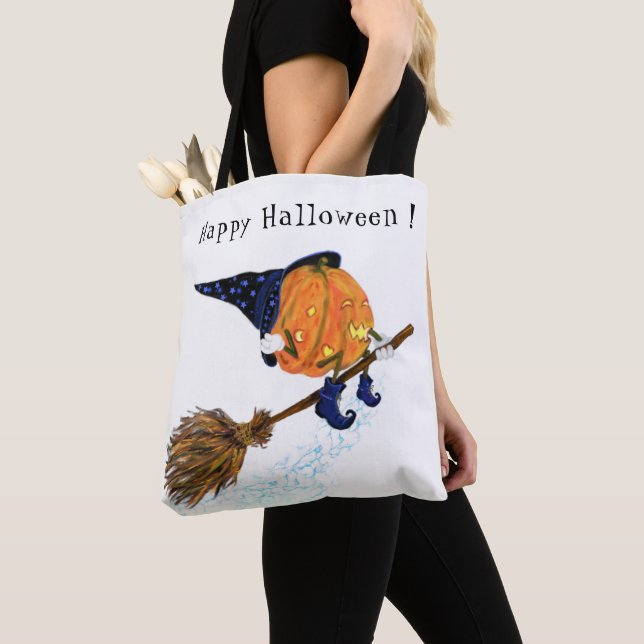 Halloween Tote Bag Hexenkürbis Flying Broom (Von Nahem)