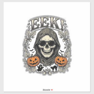 Halloween-Totenkopf-Grafik Vintage-Stich-Shirt Ar Aufkleber