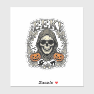 Halloween-Totenkopf-Grafik Vintage-Stich-Shirt Ar Aufkleber