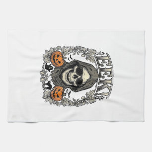 Halloween-Totenkopf-Grafik Vintage-Stich-Shirt Ar Geschirrtuch