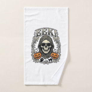 Halloween-Totenkopf-Grafik Vintage-Stich-Shirt Ar Handtuch