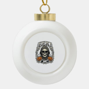 Halloween-Totenkopf-Grafik Vintage-Stich-Shirt Ar Keramik Kugel-Ornament