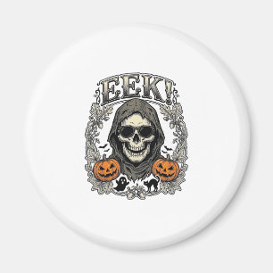 Halloween-Totenkopf-Grafik Vintage-Stich-Shirt Ar Magnet