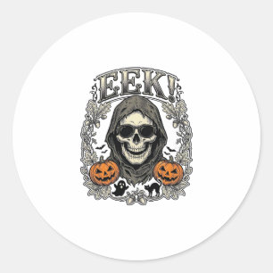Halloween-Totenkopf-Grafik Vintage-Stich-Shirt Ar Runder Aufkleber