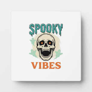Halloween-Totenkopf Gruselige Vibes Vintage-Horror Fotoplatte