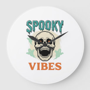 Halloween-Totenkopf Gruselige Vibes Vintage-Horror Große Wanduhr