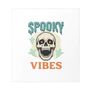 Halloween-Totenkopf Gruselige Vibes Vintage-Horror Notizblock