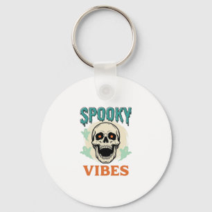 Halloween-Totenkopf Gruselige Vibes Vintage-Horror Schlüsselanhänger