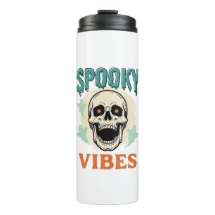 Halloween-Totenkopf Gruselige Vibes Vintage-Horror Thermosbecher
