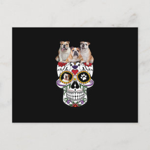 Halloween-Totenkopf-Kostüme Geschenk Bulldogge Lie Feiertagspostkarte