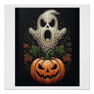 Halloween-Totenkopf-Kürbis-Gotische Wandkunst Poster