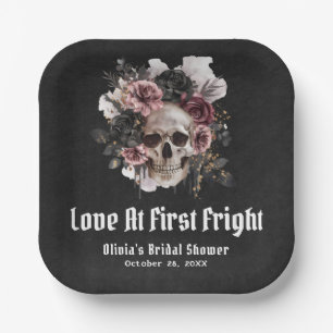 Halloween-Totenkopf-Liebe Auf den Ersten Schrecken Pappteller