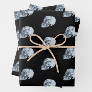 Halloween-Totenkopf-Muster Geschenkpapier Set