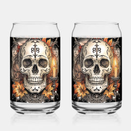 Halloween, Totenkopf-Muster, Kerzenlicht Calavera Dosenglas