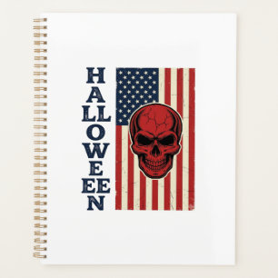 Halloween-Totenkopf-Patriotisches Vintage-Gruselfl Planer