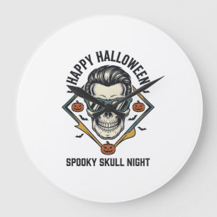 Halloween-Totenkopf-Shirt Vintage-Gravur Grafik_1 Große Wanduhr