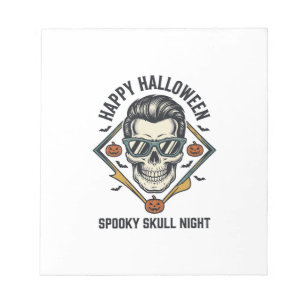 Halloween-Totenkopf-Shirt Vintage-Gravur Grafik_1 Notizblock