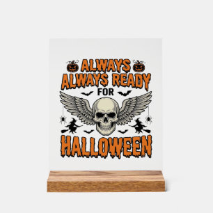 Halloween-Totenkopf-Shirt Vintage-Gravur Grusel-Sp Acrylschild