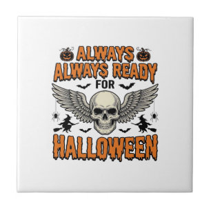 Halloween-Totenkopf-Shirt Vintage-Gravur Grusel-Sp Fliese
