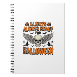 Halloween-Totenkopf-Shirt Vintage-Gravur Grusel-Sp Notizblock