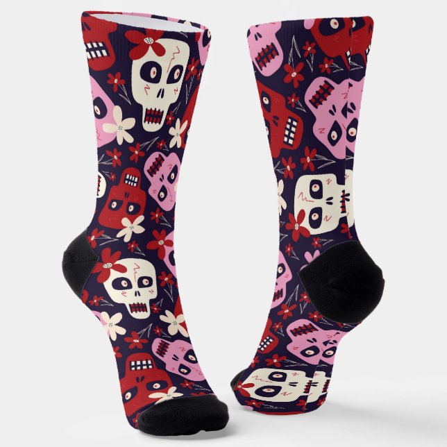 Halloween-Totenkopf Socken (Gewinkelt)