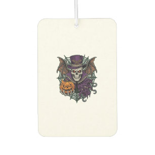Halloween-Totenkopf-Zylinder-Fledermausflügel-Kürb Autolufterfrischer