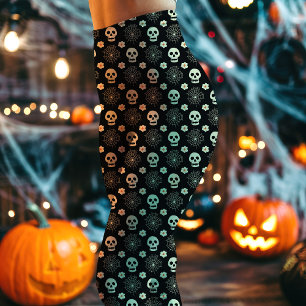 Halloween-Totenköpfe und Blumenmuster Leggings