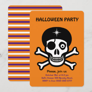 Halloween-Totenschädel auf orangefarbener Einladun Einladung