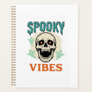 Halloween-Totenschädel Gruselige Vibes Vintage-Hor Planer