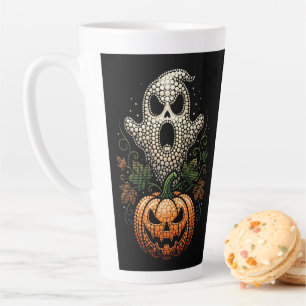 Halloween-Totenschädel-Kürbis Grusel-Punkt-Kunst Milchtasse