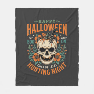 Halloween-Totenschädel-Kürbis-Jagd-Nacht-Design_1 Fleecedecke