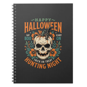 Halloween-Totenschädel-Kürbis-Jagd-Nacht-Design_1 Notizblock