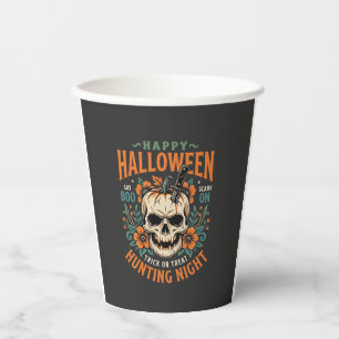 Halloween-Totenschädel-Kürbis-Jagd-Nacht-Design_1 Pappbecher