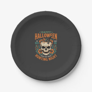 Halloween-Totenschädel-Kürbis-Jagd-Nacht-Design_1 Pappteller
