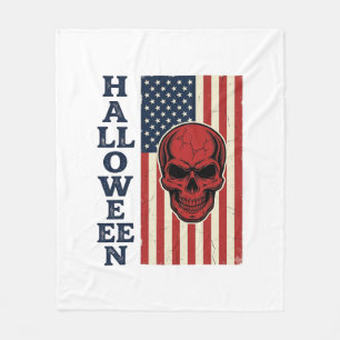 Halloween-Totenschädel-Patriotisches-vintage-gruse Fleecedecke