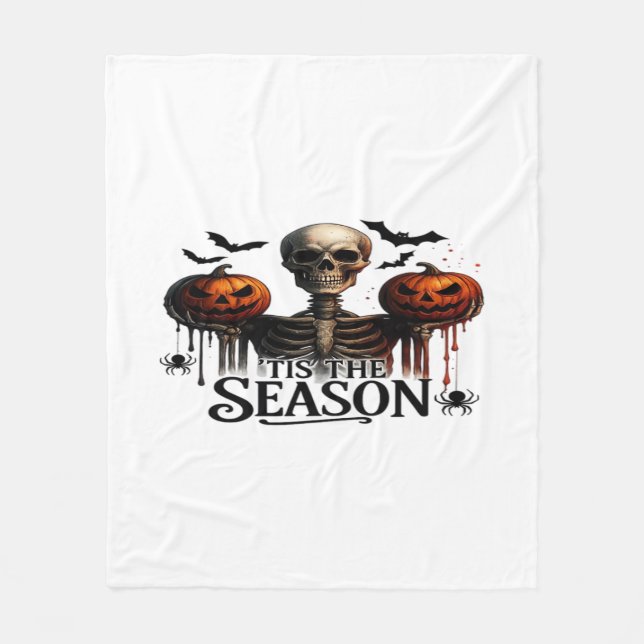 Halloween-Totenschädel-Skelett Fleecedecke (Vorderseite)