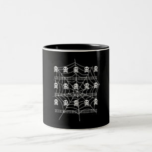 Halloween-Totenschädel-Spinnennetz-Kostüm-Süßes-od Zweifarbige Tasse