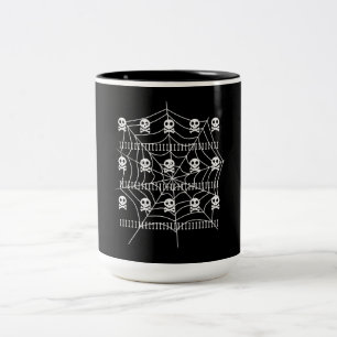 Halloween-Totenschädel-Spinnennetz-Kostüm-Süßes-od Zweifarbige Tasse
