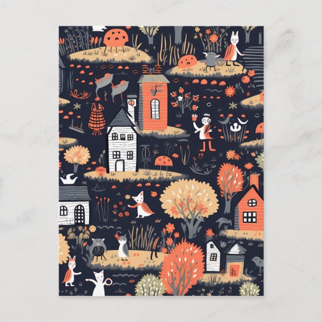 Halloween Tower Poster Postkarte (Vorderseite)