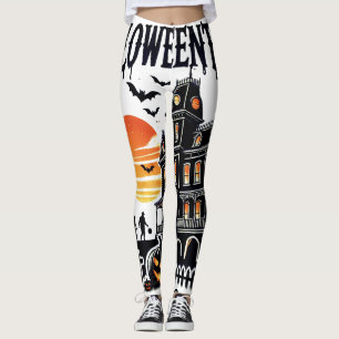 Halloween Tower Spooky Scene Leggings