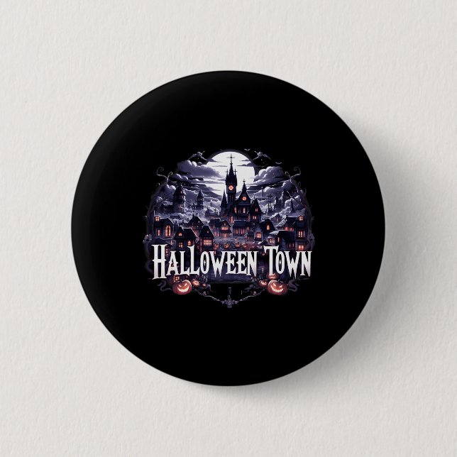 Halloween Town Skeleton Ghost Pumpkin Halloween Button (Vorderseite)