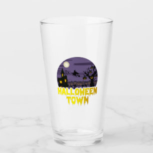 Halloween Town Vollmond Szene mit Spuk Haus Glas
