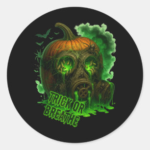 Halloween Toxischer Kürbis Gasmaske Gruselig Unhei Runder Aufkleber
