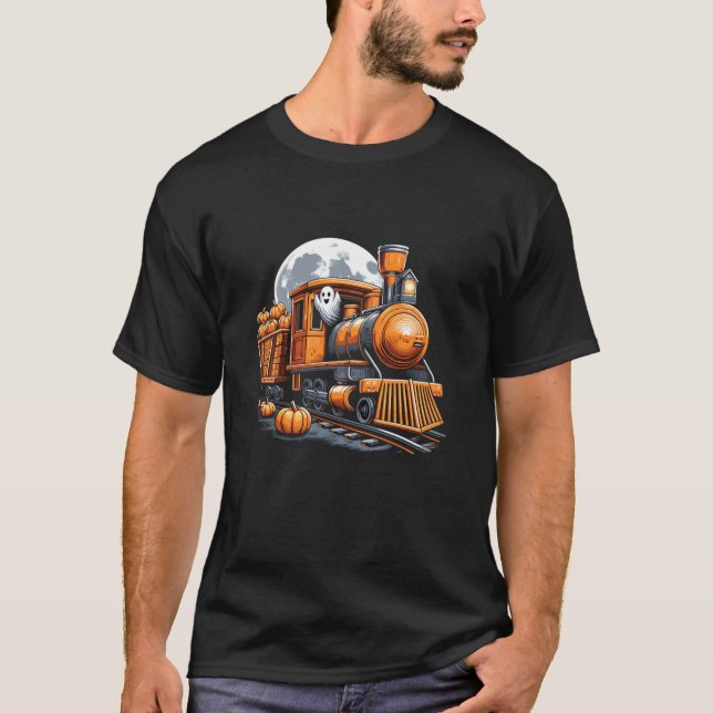 Halloween Train Funny Ghost Pumpkin For Kids T Shi T-Shirt (Vorderseite)
